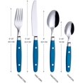 thumbnail image 2 of Silv ware Set 24 Pièces en Acier Taché Cutl y Poignée de Couleur avec Rivet / Rétro Style Plat 6 x Couteau Dinn, 6 x Fourchette Dinn, 6 x Table, 6 x Thé (Bleu Saphir, 24 Pièce), 2 of 7
