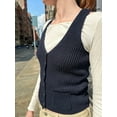 thumbnail image 2 of ZAXARRA Women's Summer Knit Tank Tops, Solid Color Ribbed Sleeveless V-Neck Button Front Slim Waistcoat, 2 of 4