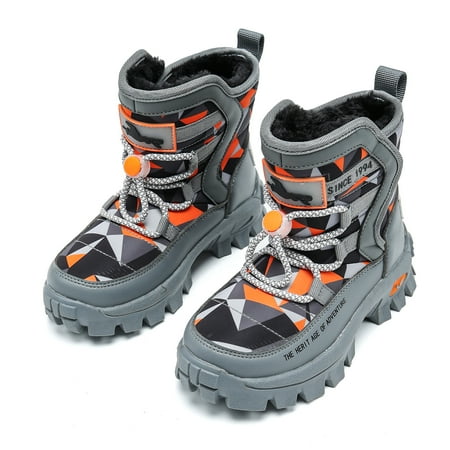 

Kids Boys Snow Boots Fleece Warm Non-slip Outdoor Hiking Climbing Boots Winter Shoes