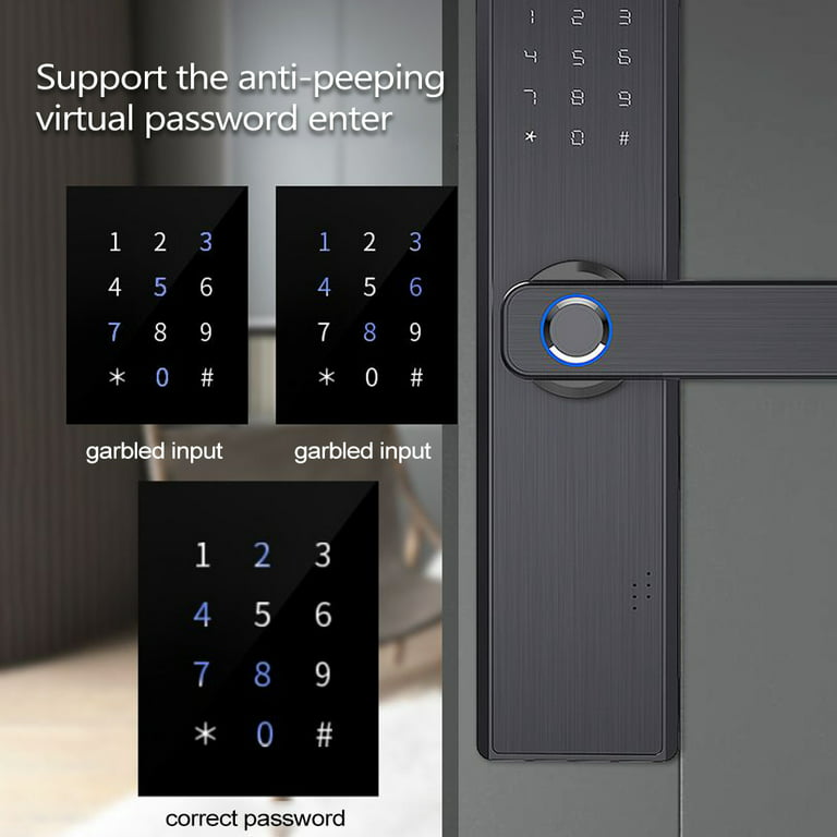 Smart Digital Lock with WIFI APP, Fingerprint , M1 Card, Pass Code,  Wristband or Key 5-In-1 Keyless Entry Door Lock, Intelligent Biometric  Fingerprint Door Locks 