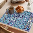 thumbnail image 3 of Vintage Morocco Placemats Set of 8 Traditional Tribal Abstract Geometric Blue Place Mats Indoor Wipeable Table Mats Washable Dining Table Placemats for Kitchen Holiday Party Home Decor 13x19 Inch, 3 of 9