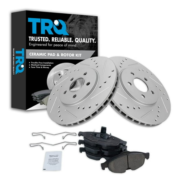 TRQ Front Performance Brake Pad & Rotor Kit Brake Pads Brake Rotors Set Ceramic Premium G-Coated Fits Select 2001-2006 Chrysler Sebring 2001-2005 Dodge Stratus
