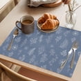 thumbnail image 3 of Blue Grey Botanical Placemats Set of 2 Farmhouse Summer Floral Leaves Place Mats Indoor Wipeable Table Mats Washable Cloth Dining Table Placemats for Kitchen Holiday Party Home Decor 13x19 Inch, 3 of 9