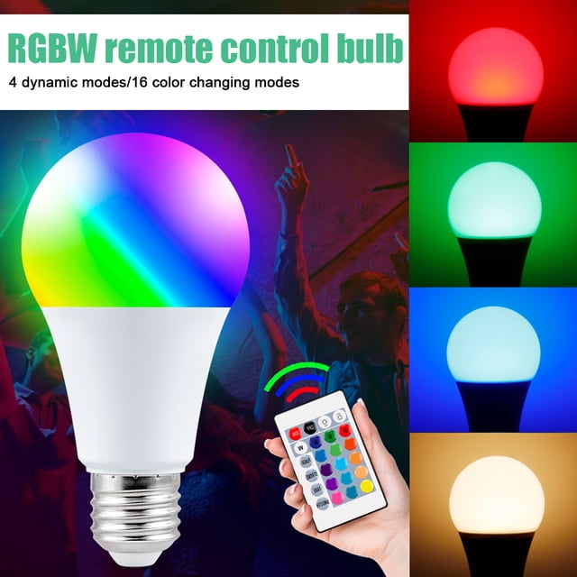Bombillas LED de colores cambiantes, luces LED RGB regulables con control remoto