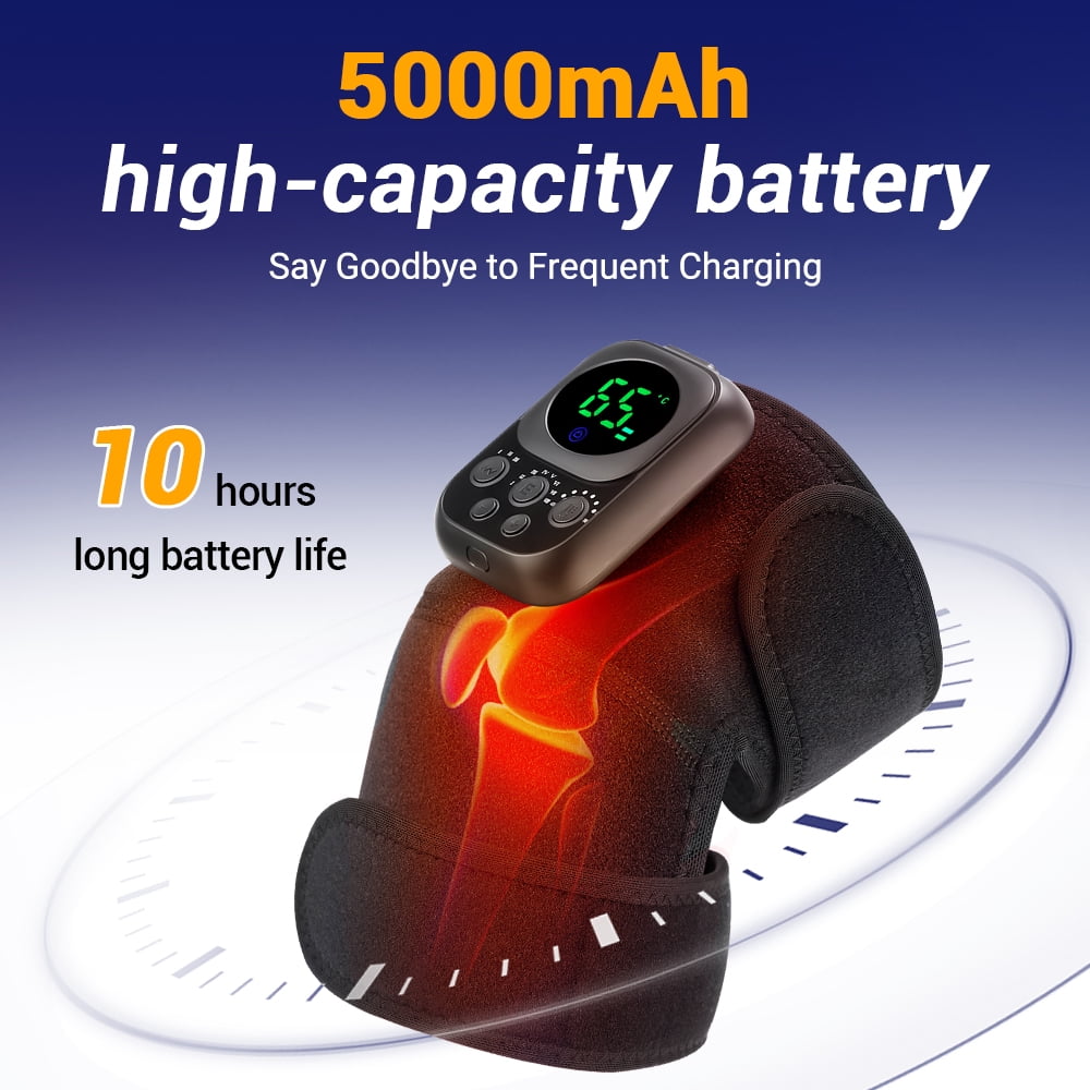 Cordless Heating Knee Massager, 3 in1 Wraps for Knee Shoulder Elbow, Heating Pad with 3 Level Force and 6 Temperature Levels, Relieve Joint Pain And Pressure, Suitable For Office, Study