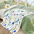 thumbnail image 5 of Floral Throw Blanket for Girls Women Blue Soft Fuzzy Flannel Bed Blanket for Adults Plush Watercolor Flowers Christmas Birthday Gifts,50x60”, 5 of 6