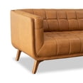 thumbnail image 4 of Allen Mid-Century Modern Tufted Back Genuine Leather Sofa in Tan, 4 of 7