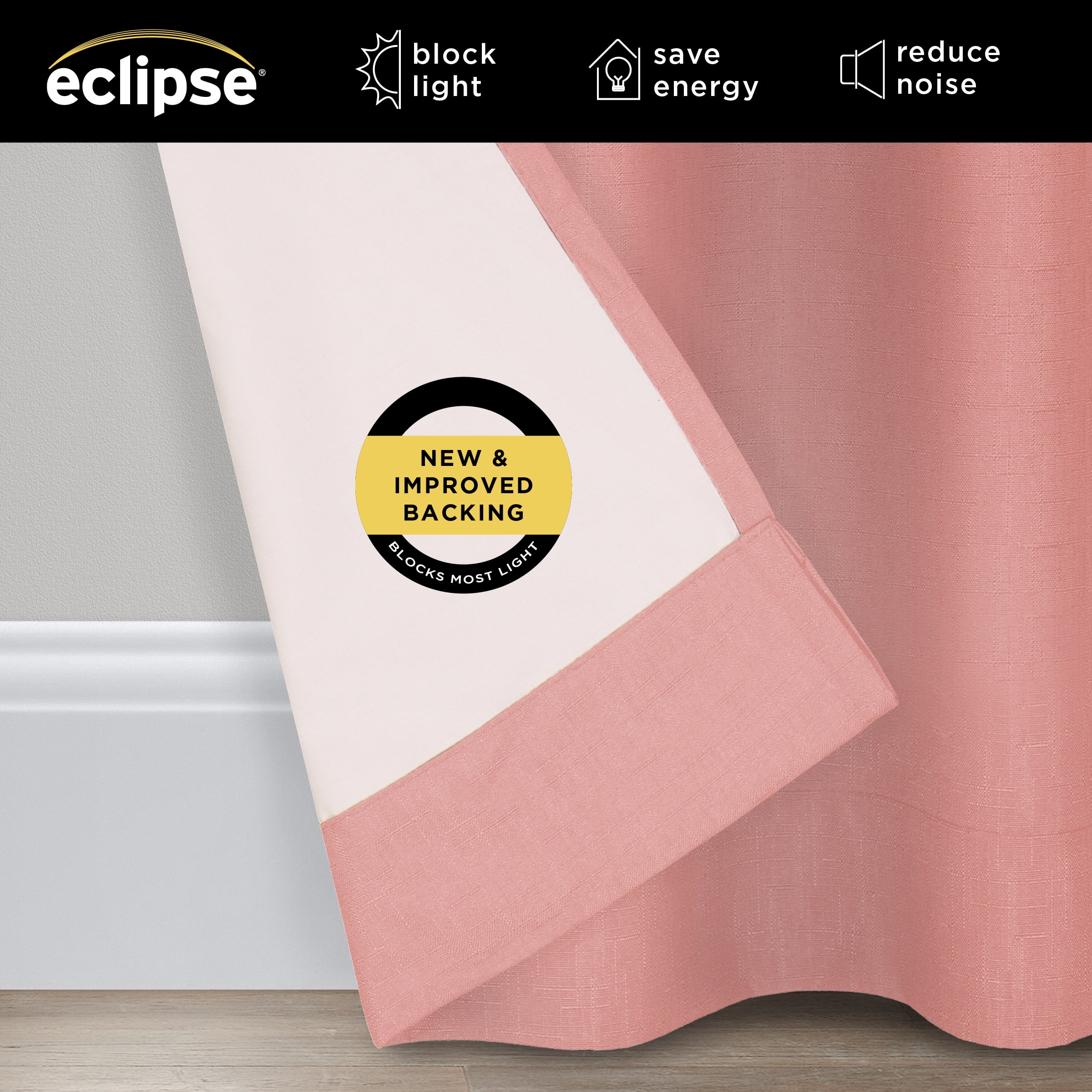 Eclipse Kendall Kids Thermaback Blackout 42 x 84 Curtain Panel in Coral