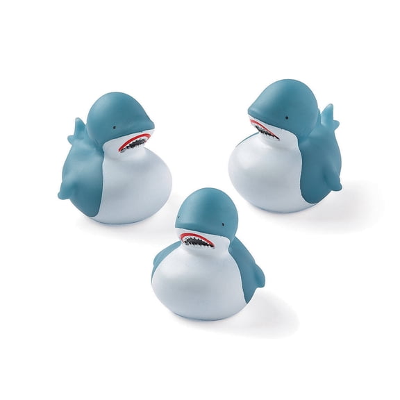 Fun Express 2" Classic Great White Shark Rubber Ducks - 12 Pieces