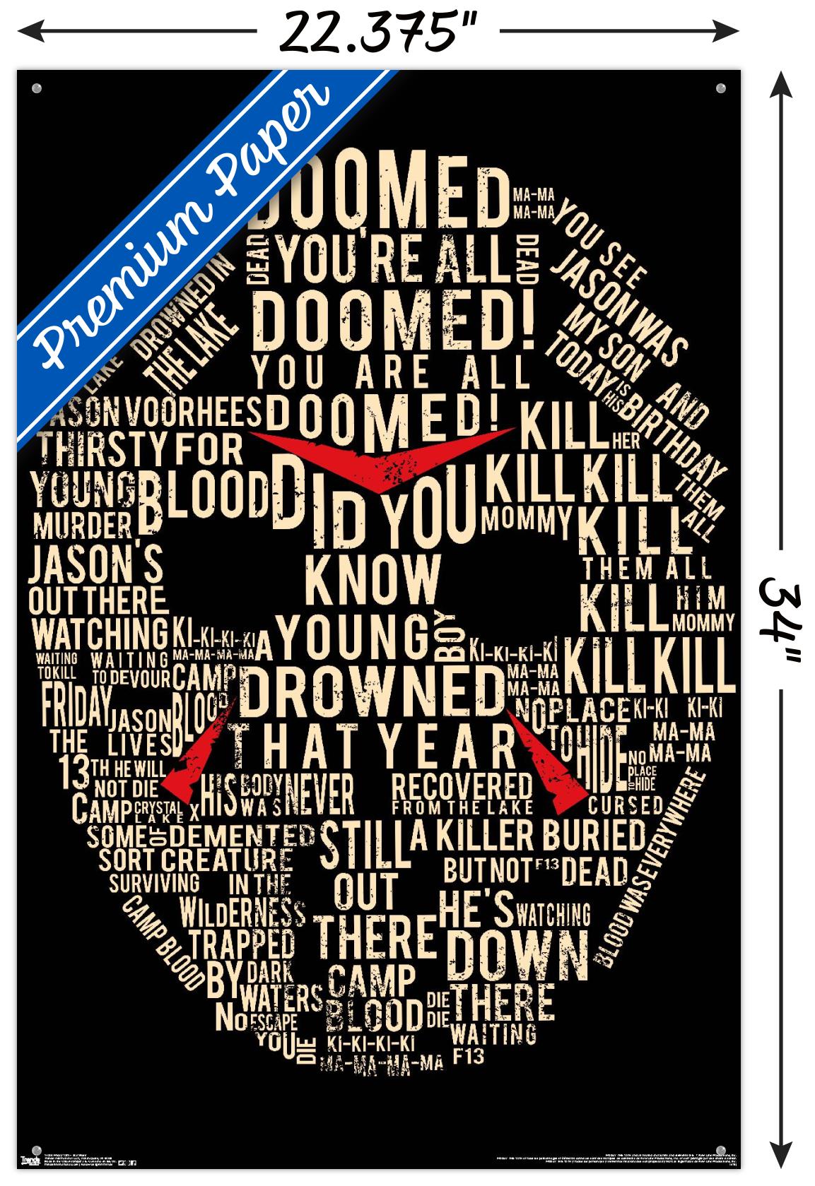 Friday The 13th - Text Mask Wall Poster with Push Pins, 22.375" x 34"