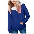 thumbnail image 2 of Ulanda Girls Oversized Hoodie Little & Big Kids Color Block Hooded Sweatshirts Trendy Long Sleeve Pullover with Pocket (Blue, 14-15 Years), 2 of 6