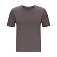 thumbnail image 3 of Yghzkop Womens V Neck Short Sleeve Tops Summer Slim Moisture-Wicking T Shirts Quick-Dry Tee Shirt Curved Hem Plain Top Breathable Beach Activewear, 3 of 5
