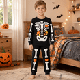 thumbnail image 5 of Boys Halloween Skeleton Pajamas Glow in The Dark Cotton 2 Piece Sleepwear Set Long Sleeve Kids PJs for Toddler Boys 2T, Pumpkin, 5 of 6