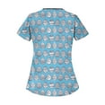 thumbnail image 4 of HAVUITYY Easter Printed Scrub Tops for Women Cute Bunny Eggs Pattern V-Neck Stretch Working Uniform Easter Plus sized Nurse Top with Pockets, 4 of 5