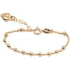 18kt Gold-Plated Sterling Silver Kids' Ball and Heart Charm Bracelet, 6 Anchor Chain