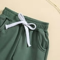 thumbnail image 3 of Scyoekwg Baby Clothes Infant Newborn Baby Boys Sports Sets Fashion Gilrs Fall Clothes Sets Solid Color Long Sleeve Round Neck Tops Drawstring Pants with Pockets Outfits Green6 Months, 3 of 8