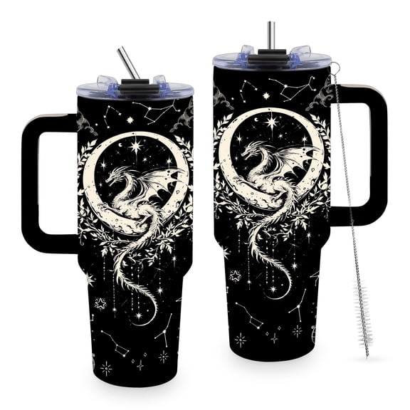 Dragon Gifts for Men Women, 40oz Tumbler with Handle for Dad Husband Boyfriend, Dragon Lover Gift for Birthday Christmas Thanksgiving Day