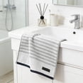 thumbnail image 4 of Linnome Face Towel Striped Solid Color Absorbent Soft Cotton for Adult Home Everyday 30x14in Green, 4 of 5
