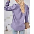 thumbnail image 3 of Alsol Lamesa Womens Long Puff Sleeve Fall Tops Dressy V Neck Knit Top Casual 2023 Trendy Tshirts Blouses Shirts for Women, 3 of 6