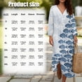 thumbnail image 6 of COEQINE Loose Fit Dress for Women, 2026 Spring Summer Oriental Oversized Long Sleeve V Neck Maternity Dress, Comfortable Wrinkle-Free Elegant Sundress, Size 3XL, Blue White Fish Wave, 6 of 6