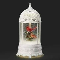 Roman 10.5" LED Lighted Birdcage Christmas Snow Globe Lantern