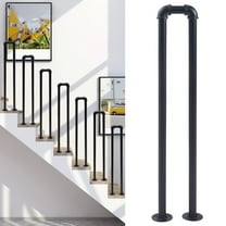 Fichiouy 1pcs Retro Matte Black Stair Handrail Safety Non-Slip U-Shaped Support Railing for Indoor and Outdoor 7.87*33.46in