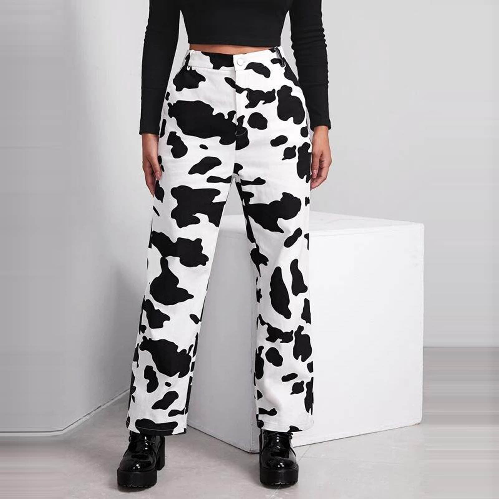 Spftem Fashion Women High Waist Loose 