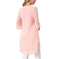 thumbnail image 3 of INSPIRAR CHIC Blusa de Chifón Asimétrica de Cuello Redondo para Mujer con Mangas de Volante de 3/4 y Corte Alto-Bajo Rosa XL, 3 of 6