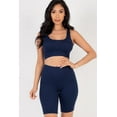 thumbnail image 4 of Solid Color Crop Tank Top and Biker Shorts Workout Set, 4 of 11