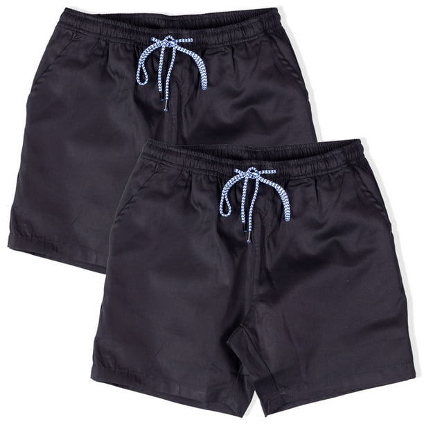 Visive - Mens Elastic Waist Drawstring Short Chino 2 Pack Solid ...