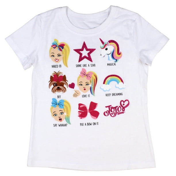 Nickelodeon Girls' Jojo Siwa Glitter Accented Character Saying T-Shirt LG,  10/12 