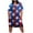 Blue, variant on IROINNID Patriotic Dress For Women 4th of July July 19th Fashion Casual Printed Ladies Loose Plus Size Dress V-Neck Knee-Length Dress