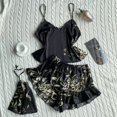 thumbnail image 1 of Conjunto de pijama de dos piezas para mujer, ropa de dormir Sexy con estampado de cerezo, cuello en V, seda de imitación, conjuntos cortos, ropa de estar por casa con bolsa, 1 of 4