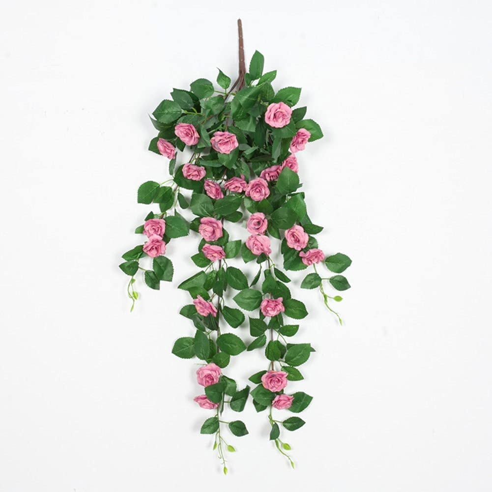 HAOSHICS 2Pcs Artificial Rose Vines Flowers Hanging Plant Flowers Fake