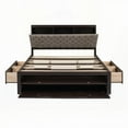 thumbnail image 2 of Espresso Wood Queen Size Platform Bed - Storage Headboard & 4 Drawers, 2 of 24