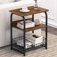 thumbnail image 3 of Aboxoo End Tables, Industrial Retro, Indoor, Storage, Engineered Wood & Metal, Brown (Set of 2), 3 of 9