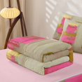 thumbnail image 5 of Castle Fairy Abstract Geometric Plaid Zipper Twin Comforter Sets with Fitted Sheet and 2 Pillowcases,Mid Century Embossed Square Zipper Bedding Set,Hot Pink Ivory,Reversible, 5 of 7