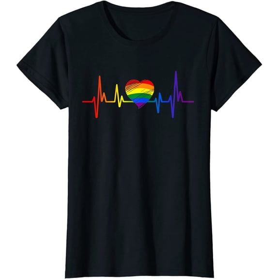 Lovely LGBT Pride Heartbeat Lesbian Love Short Seelve T-Shirt