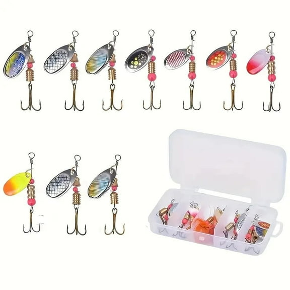 BYXAS Fishing Lures Spinner Baits,10pcs Spoon Fishing Lures Metal Spinnerbaits Hard Baits Kit Trout Lures Fishing Spinners Spinnerbaits for Bass Trout Salmon Walleye Saltwater Freshwater