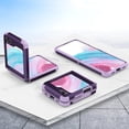 thumbnail image 4 of Electroplated Armor Hinge Integrated Phone Case for Samsung Galaxy Z Flip 5 4 3 Flip5 Flip4 Flip3 5G Hard Shell Protective Cover, 4 of 5
