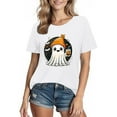 thumbnail image 3 of lcziwo Halloween Shirts for Women Cute Ghost Graphic Tees Fall Casual Short Sleeve Tops Cotton Comfy Tshirts, White, XXL, 3 of 6