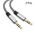 thumbnail image 3 of 2 Pack Aux Cable 3.5mm Male to Male Nylon Braided 3Ft 3 Pole Hi-Fi Stereo Sound Auxiliary Cord Silver, 3 of 6