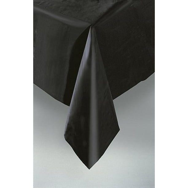 Rectangular BLACK Plastic Tablecloth, 54x108 (QTY 12