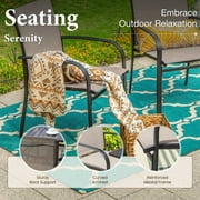 7-Piece Outdoor Patio Dining Set with 6 Textilene Chairs & 1 Metal Steel Rectangle Table, Black & Tan