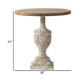 thumbnail image 5 of Benjara 31" Accent Side Table- Pedestal Urn Base- Round Top- Antique White, 5 of 5