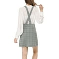 thumbnail image 3 of INSPIRE CHIC Women's Adjustable Strap Plaid Suspender Overall Dress M Green-Grey, 3 of 9
