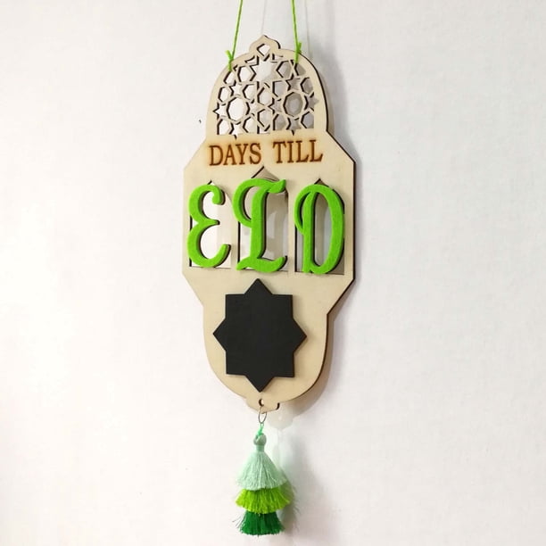 SCZ Wooden Crafts Listing Eid Mubarak Cuenta regresiva de madera Mensaje Nota Pizarra Inicio