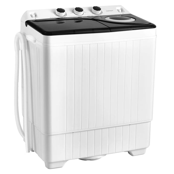 Costway 26lbs Portable Semi-automatic Twin Tub Washing Machine with Drain Pump Black