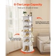 thumbnail image 4 of KFFKFF 6-Tier Rotating Shoe Rack Tower, 360° Spinning Organizer, Revolving Round Carousel Storage, Freestanding Display for Bedroom, Living Room, Entryway, Closet, White, 4 of 9