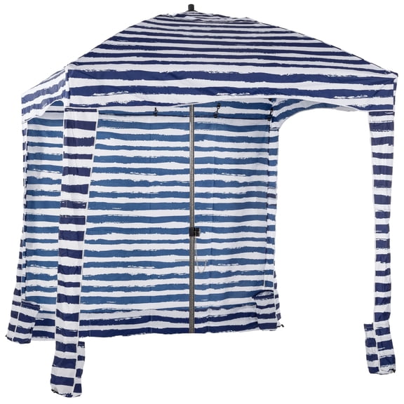 EDX Portable Beach Cabana Shelter Canopy, UPF 50  Sand Pocket Sun Shade with Carry Bag, Easy Setup Waterproof Outdoor Beach Tent with Vent Top, for Kids, Family & Friends, Blue